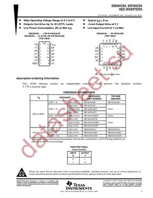 SN74HC04DE4 datasheet  